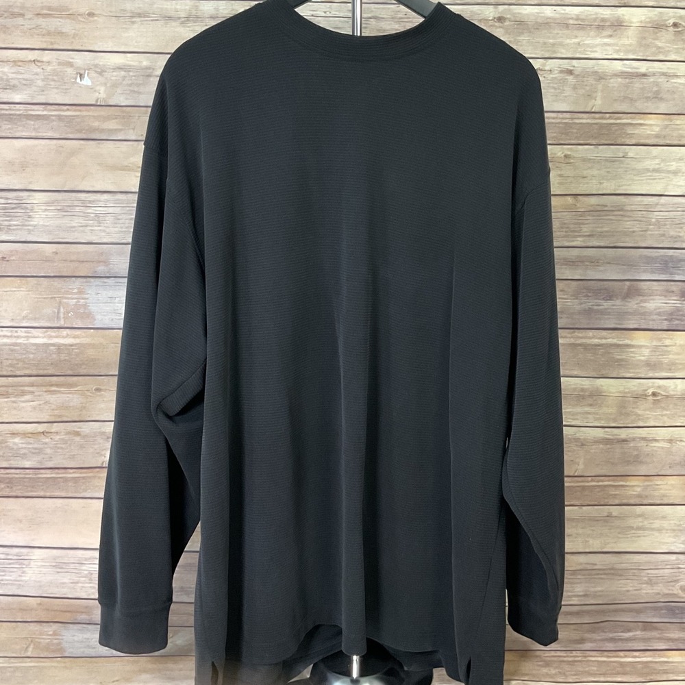Bugatchi Uomo Mens XXL Black Ribbed Long Sleeve Shirt Soft Modal Rayon Blend